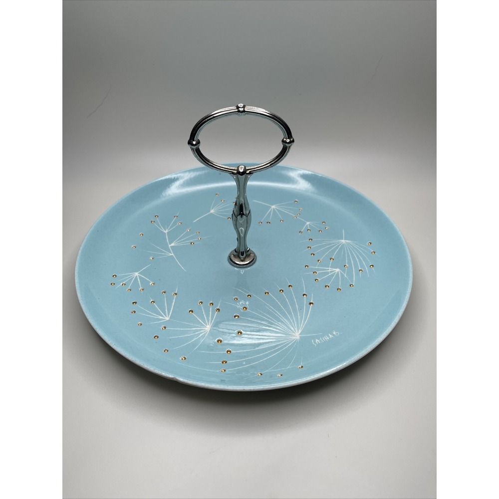 Vintage MCM Sascha Brastoff Zephyr Serving Tidbit Tray Turquoise Aqua